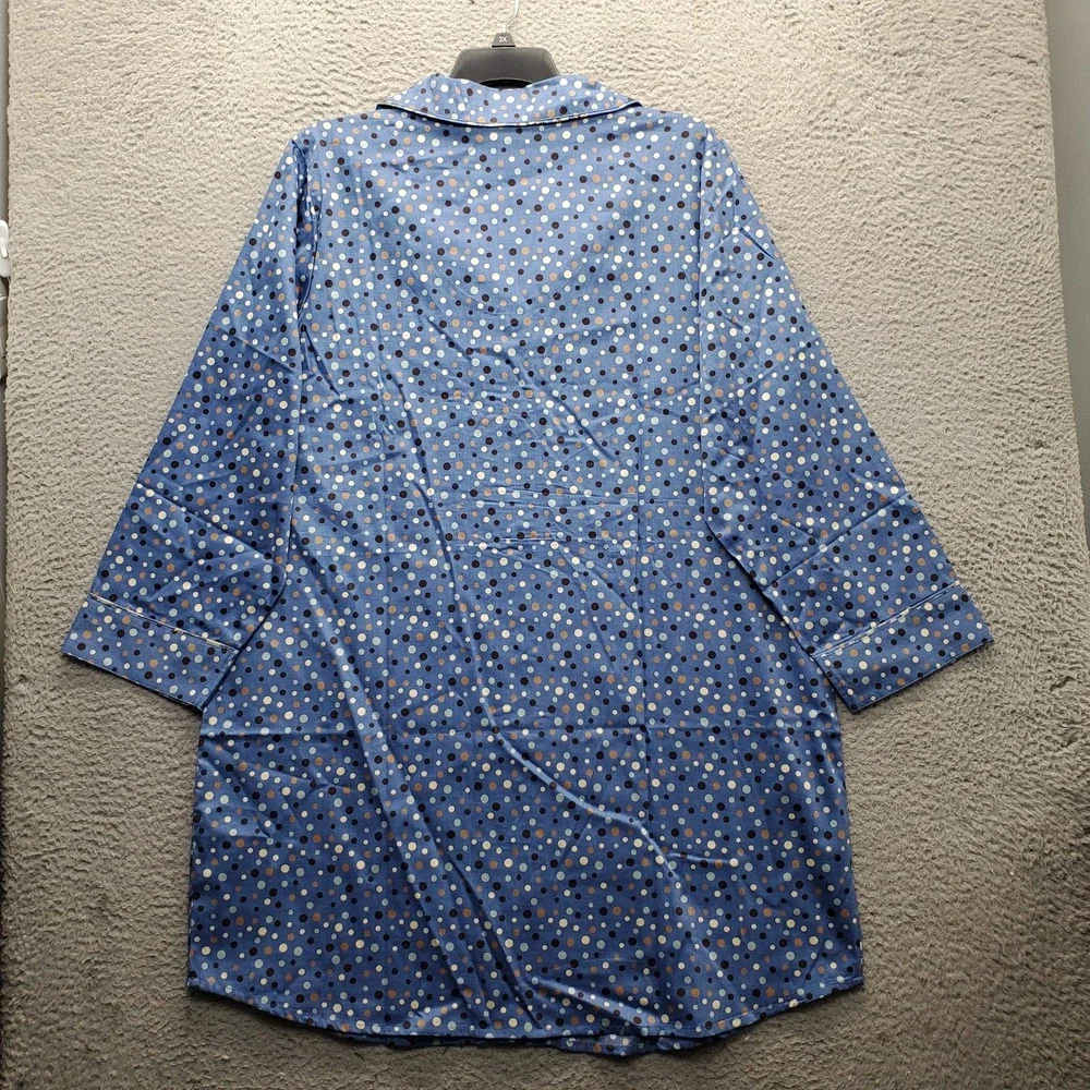Lot of 2 Adonna Pajama Top Womens Plus 1X Multi Polka Dot Sleepwear Button Front